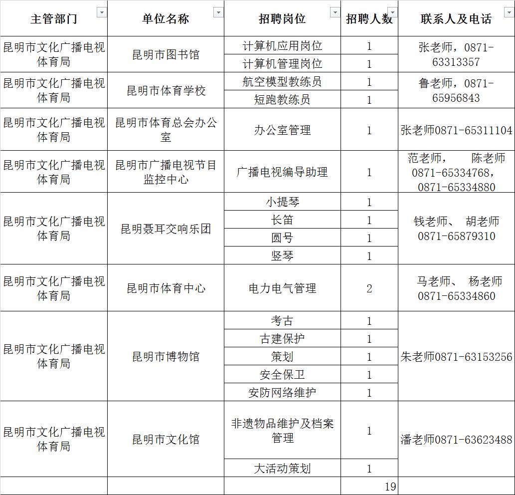 宣威市文化广电体育和旅游局最新招聘信息